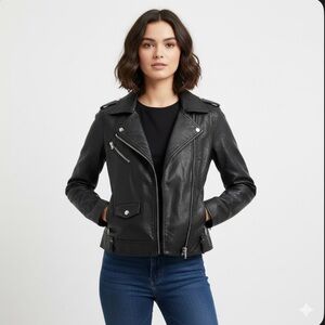 Warehouse Black Faux Leather Biker Jacket 8